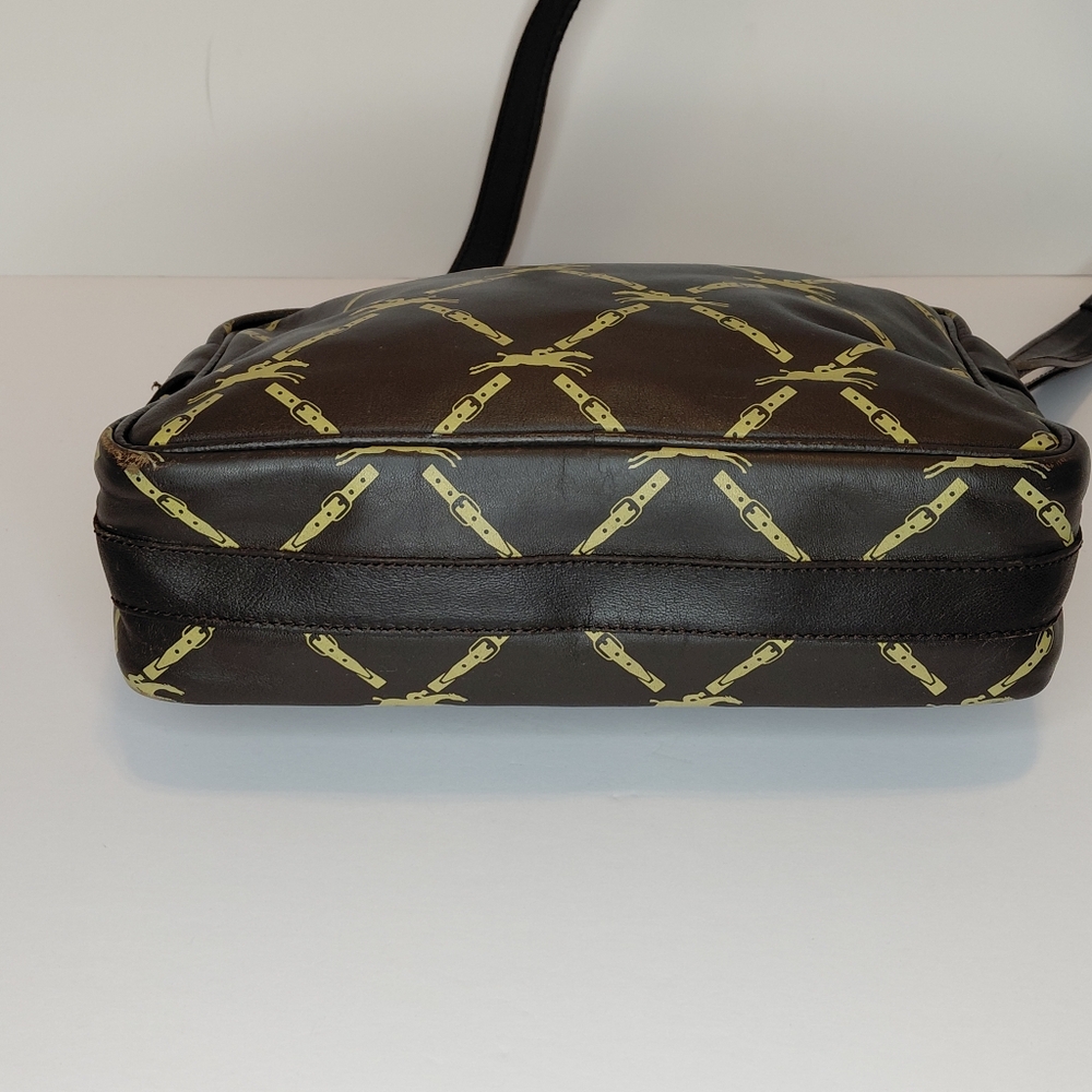 Longchamp Brown Horse Print Leather Crossbody Vintage - Picture 9 of 11